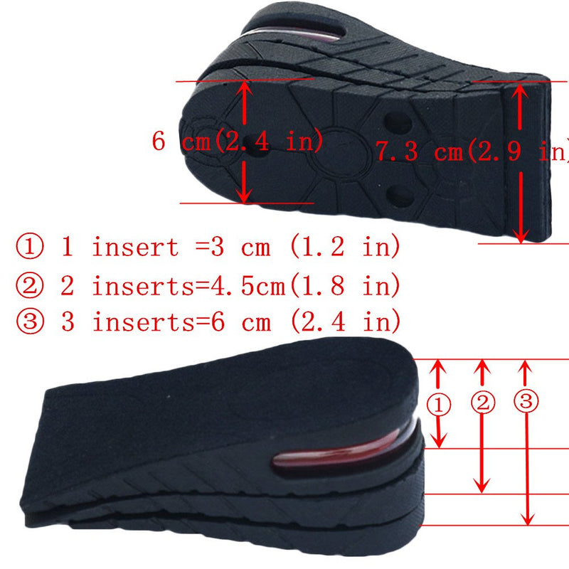 [Australia] - Height Increase Insoles 3-Layer Air up Shoe Lifts Elevator Shoes Insole -6 cm (2.4 inches) Heels Lift Inserts for Men and Women Half-length 