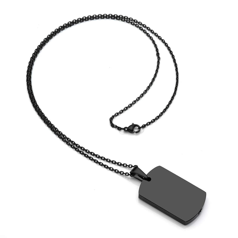 [Australia] - Jovivi Free Engraving - Personalized Custom Special Date Calendar Dog Tag Container Pendant Necklace Stainless Steel Cremation Urn Jewelry Ashes Funnel Filler Kit Non-Engraving(Black) 
