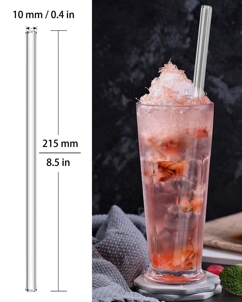 [Australia] - NAFENDER Glass Straws Reusable Drinking Straws 2 Wide Smoothie Straws & 4 Bent Straws & 4 Straight Straws with 2 Cleaning Brush 
