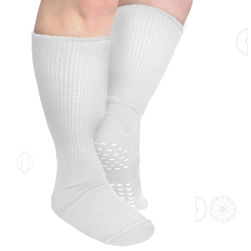 [Australia] - 2 PACK Extra Wide Socks with Non Slip Grips for Swollen Feet and Calves. Perfect Diabetics Socks, Hospital Socks or Bariatric Socks and works great as a Cast Sock. Calf Length Men and Women. Unisex. 