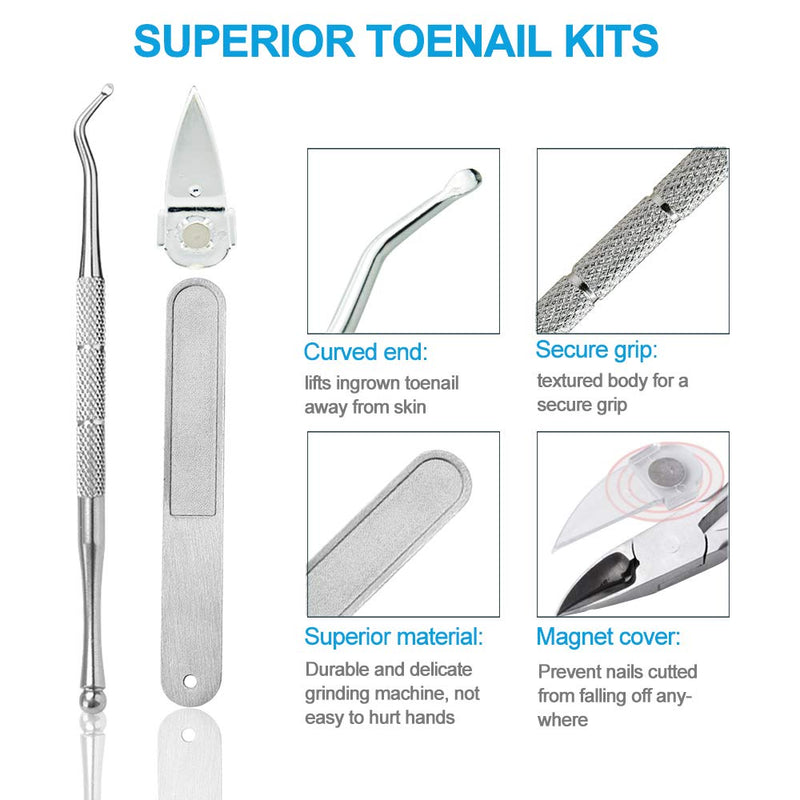 [Australia] - 4PCS Toe Nail Clipper for Ingrown or Thick Toenails,Toenails Trimmer and Professional Podiatrist Toenail Nipper for Seniors with Surgical Stainless Steel Sharp Blades Soft Grip Handle Wanmat 