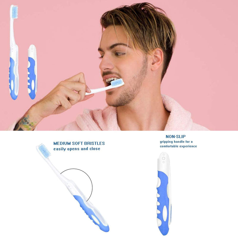 [Australia] - 4 Foldable Travel Toothbrushes, Portable Travel Camping Soft Bristle Toothbrush Oral Care, Can Be Used for Sensitive Gums 