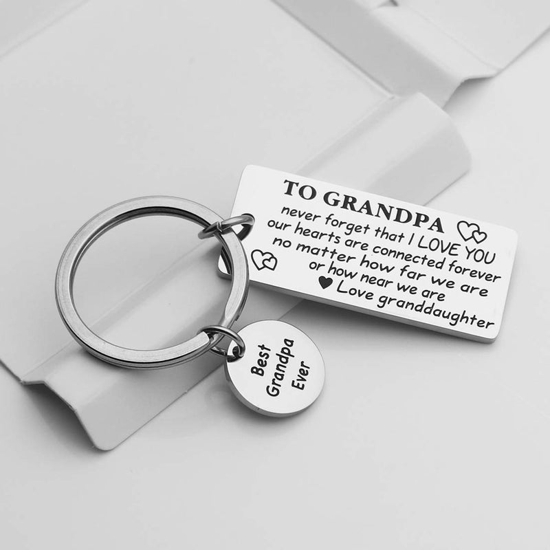 [Australia] - Ankiyabe Grandpa Gift from Granddaughter The Love Between a Grandfather and Granddaughter is Forever Keychain with Best Grandpa Ever Charm To Grandpa Never Forget That I Love You 
