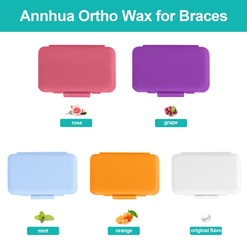 [Australia] - Annhua 5 Boxes Dental Wax for Braces, Orthodontic Dental Wax with 5 Different Flavours, Braces Wax for Braces Wearer, Aligners, Brackets 