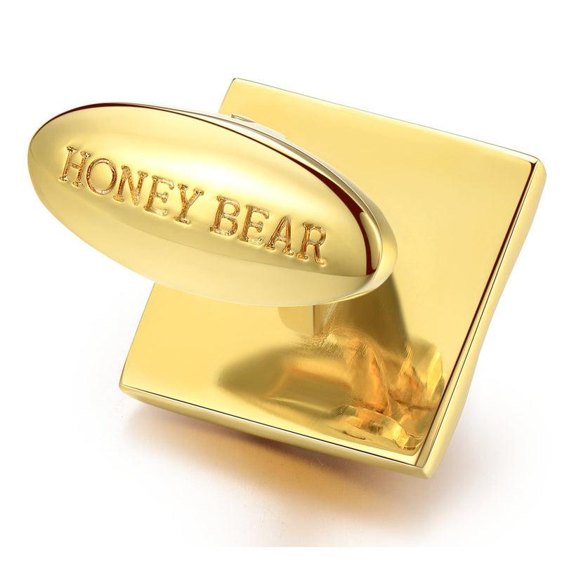 [Australia] - HONEY BEAR Gold Square Crystal Cufflinks for Mens Shirt Steel Wedding Gift 