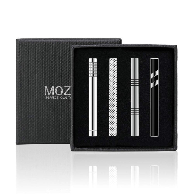 [Australia] - MOZETO Tie Clips for Men, Black Gold Blue Gray Silver Tie Bar Set for Regular Ties, Luxury Box Gift Ideas Classic Style 