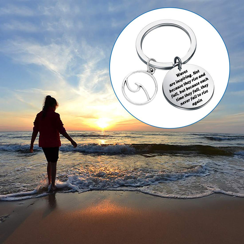 [Australia] - Gzrlyf Ocean Wave Keychain Inspiration Beach Gifts for Beach Lover Ocean Lover Surfer Waves are Inspiring 