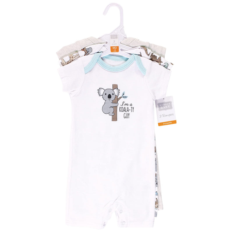 [Australia] - Hudson Baby Baby Boys' Cotton Rompers 0-3 Months Zoo Animals 