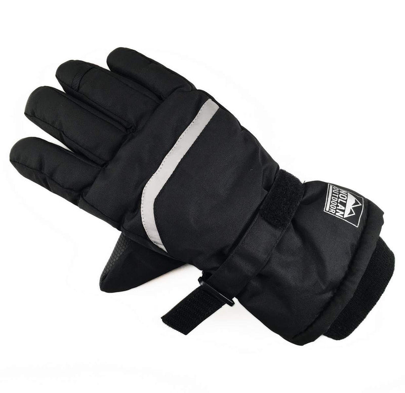 [Australia] - Insulated Winter Cold Weather Ski Gloves for Kids (Boys and Girls) Waterproof Windproof Black 