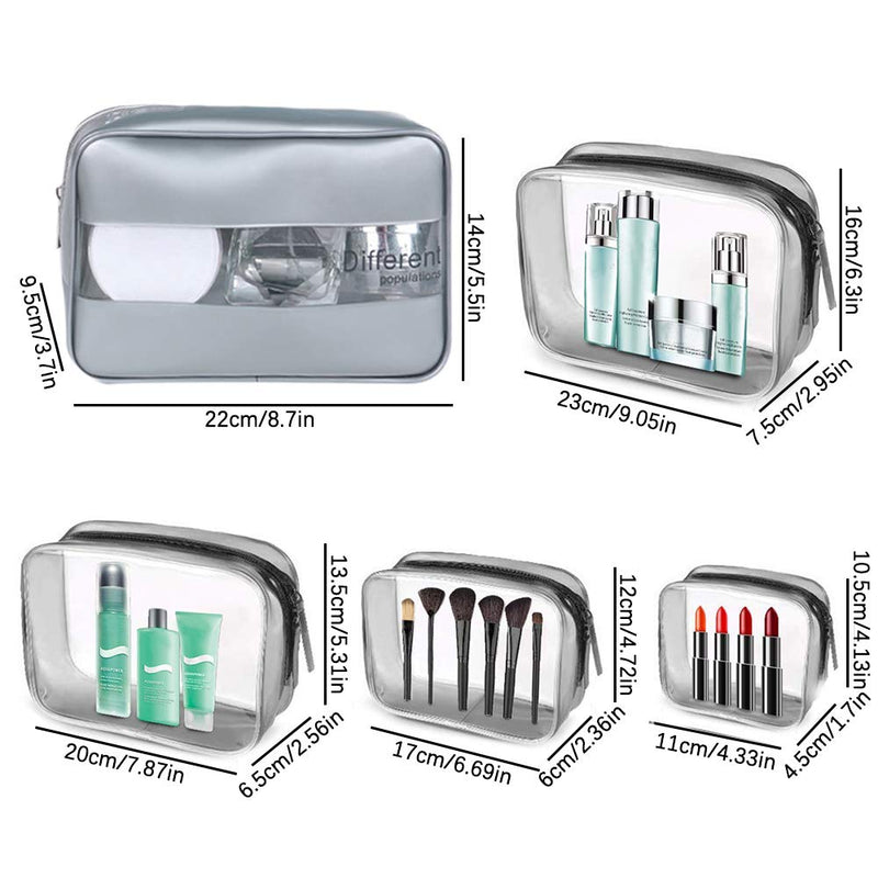 [Australia] - 5 PACKS Clear Cosmetics Makeup Bags, HOSTK PVC Waterproof Toiletry Bag Transparent Zipper Bag Cosmetic Storage Bag Makeup Beauty Wash Organizer Carry Pouch Portable Travel Luggage Organizing 