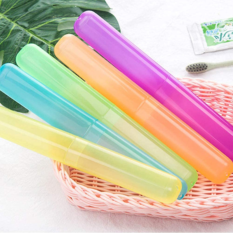 [Australia] - BN Pack of 5 Toothbrush Case, Transparent Colourful Candy Coloured Travel Toothbrush Box Toothbrush Cover Case for Travel Camping School 