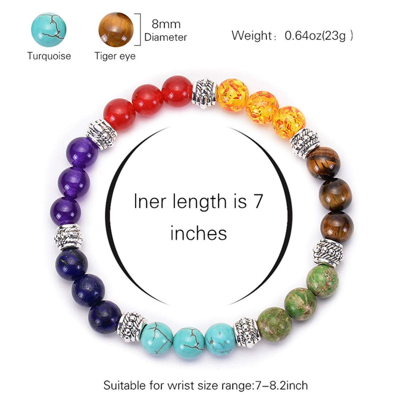 [Australia] - GelConnie Lava Rock Chakra Bracelet 7 Chakra 8mm Natural Stone Healing Bracelet Stress Relief Yoga Beads Anxiety Bracelet Aromatherapy Essential Oil Diffuser Bracelet Bangle A-Chakra Bead 