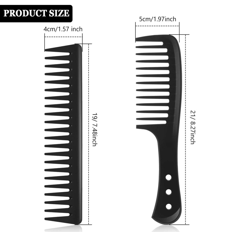 [Australia] - 2 Pieces Wide Tooth Detangling Comb Large Hair Detangling Comb Carbon Fiber Cutting Comb Anti-Static Heat Resistant Styling Comb for Long Wet Hair Curly Hair 