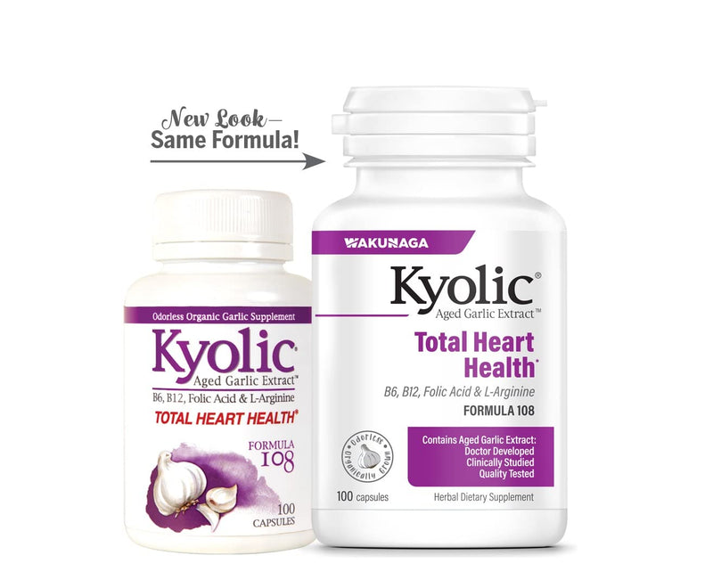 [Australia] - Kyolic Aged Garlic Extract Formula 108, Total Heart Health, 100 Capsules Formula 108 Capsules 100 Count (Pack of 1) 