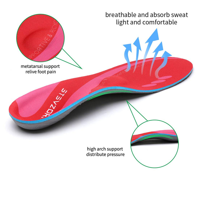 [Australia] - Arch Support Sports Insoles,Relieve Foot Fatigue,Unisex,Suitable Variety Shoe Types(Size:UK 7,Length:10.25",Red) Size:UK-7--10.25" Rose Red 