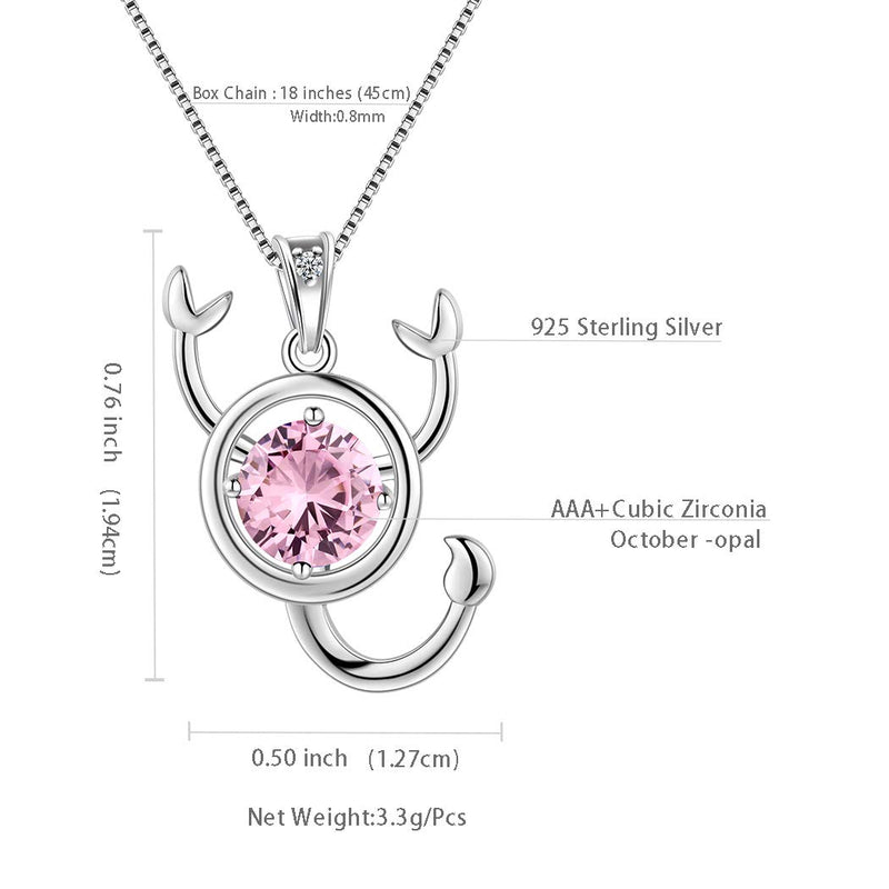 [Australia] - Aurora Tears Zodiac Constellation Necklaces Women 925 Sterling Silver Crystal Birthstone Pendant Cubic Zirconia Birth Jewelry Charm Dating Jewelry H.Scorpio-Tourmaline-Sign 