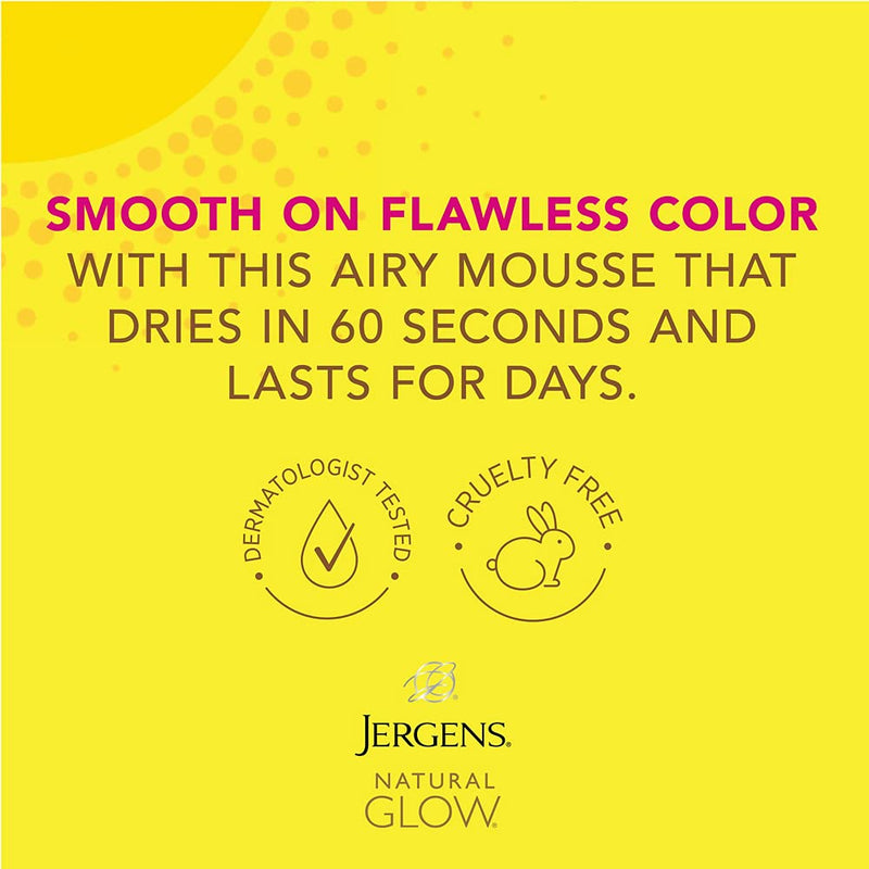 [Australia] - Jergens Natural Glow Instant Sun Body Mousse, Self Tanner for Deep Bronze Tan, Sunless Tanning Body Bronzer, Natural Looking Fake Tan, 6 Ounce Instant Sun Sunless Tanning Mousse, Deep Bronze, 6 Ounce 