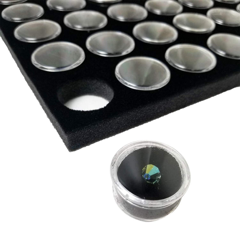 [Australia] - Ikee Design Black Foam Gem Jars Showcase Stackable Display Tray for Collectibles, Home Organization Storage Box with 50 Gemstones and Bead Storage Jars clear 