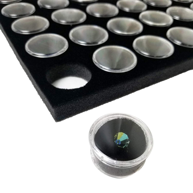 [Australia] - Ikee Design Black Foam Gem Jars Showcase Tray Insert Display for Collectibles, Home Organization Storage with 50 Gemstones and Bead Storage Jars, 14 1/4" x 7 3/4" x 3/4" 