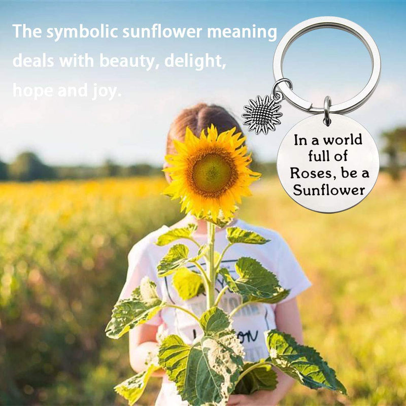 [Australia] - MAOFAED Sunflower Gift Sunflower Lover Gift Inspiration Gift Girl Jewelry Gift for Friend In A World Full of Roses Be a Sunflower 