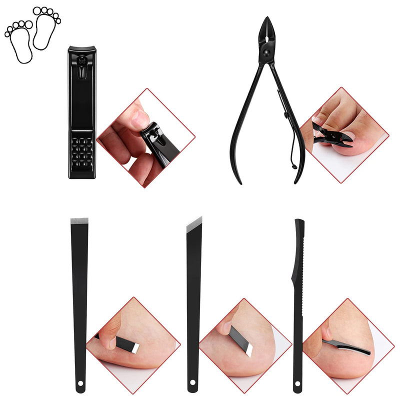 [Australia] - OWill Manicure Set, 18pcs Nail Clippers Pedicure Kit Nail Care Kit Manicure Professional Tools Gift For Men Women Friends and Parents (Black & Red) Black and Red 