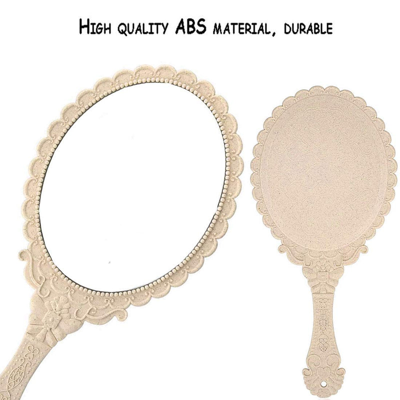 [Australia] - Hand Mirror Makeup Mirrors Handheld Decorative Personal Vintage Cosmetic Travel Mirrors (Beige) Beige 