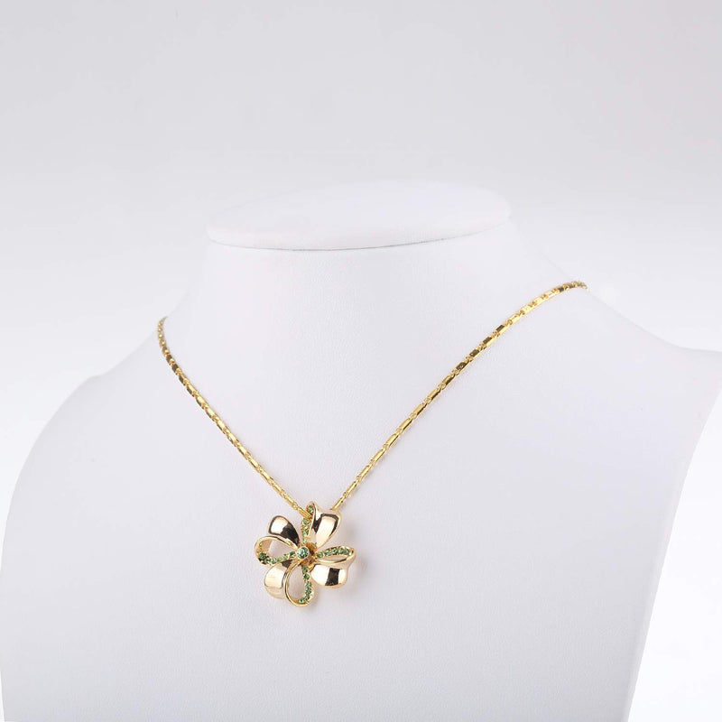 [Australia] - Kruckel Four-Leaf Clover Lucky Clover Champaign Gold Plated Necklace Made with Swarovski Crystals - NGS0070 