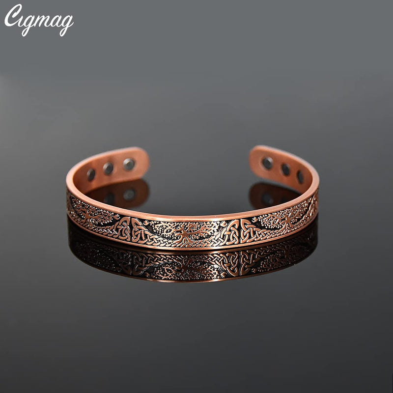 [Australia] - Cigmag 9X Lymphatic Drainage Copper Magnetic Bracelet for Women 99% Solid Pure Copper Ultra Strength Magnet Adjustable with Gift Box(Copper Tree of Life Pattern) Tree of Life Copper 