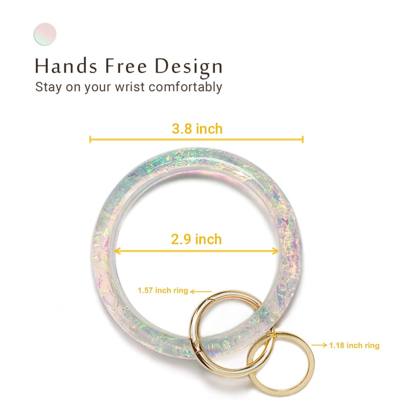 [Australia] - Bangle Key Ring Bracelet for Women, Wristlet Keychain Bracelets Holographic Circle Keyring for Wrist, Gift for Women Girls 