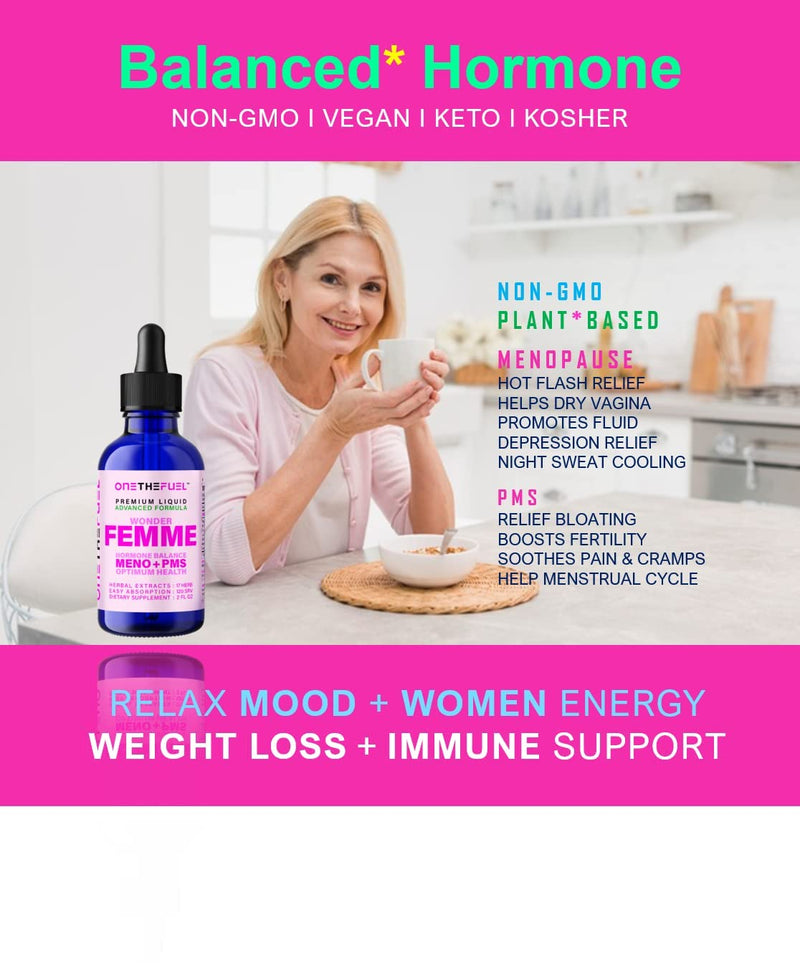 [Australia] - Wonder Femme 2oz. Plant-Based Hormone Balance Menopause Hot Flashes Depression Relief. 100% Natural Estrogen Supplement. Dong Quai, Vitex, Black Cohosh + 17 Herbal Fast Absorb Tincture Liquid 