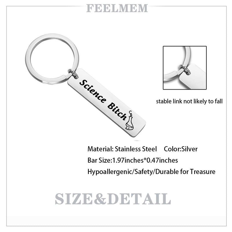 [Australia] - FEELMEM Chemist Gift Biology Chemistry Gift Science Bitch Funny Keychain Chemistry Science Jewelry Science Tech Jewelry Gift for Scientist Biology Student Science Lover silver 