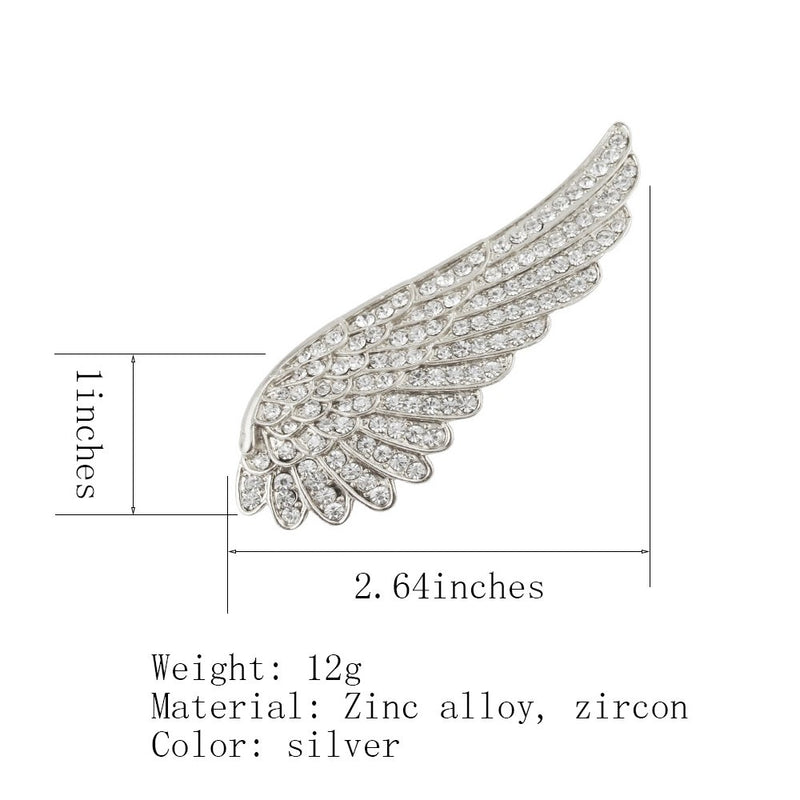 [Australia] - MUZHE Flying Angel Wing Shiny Crystal Brooch Pin for Coat Sweater silver 