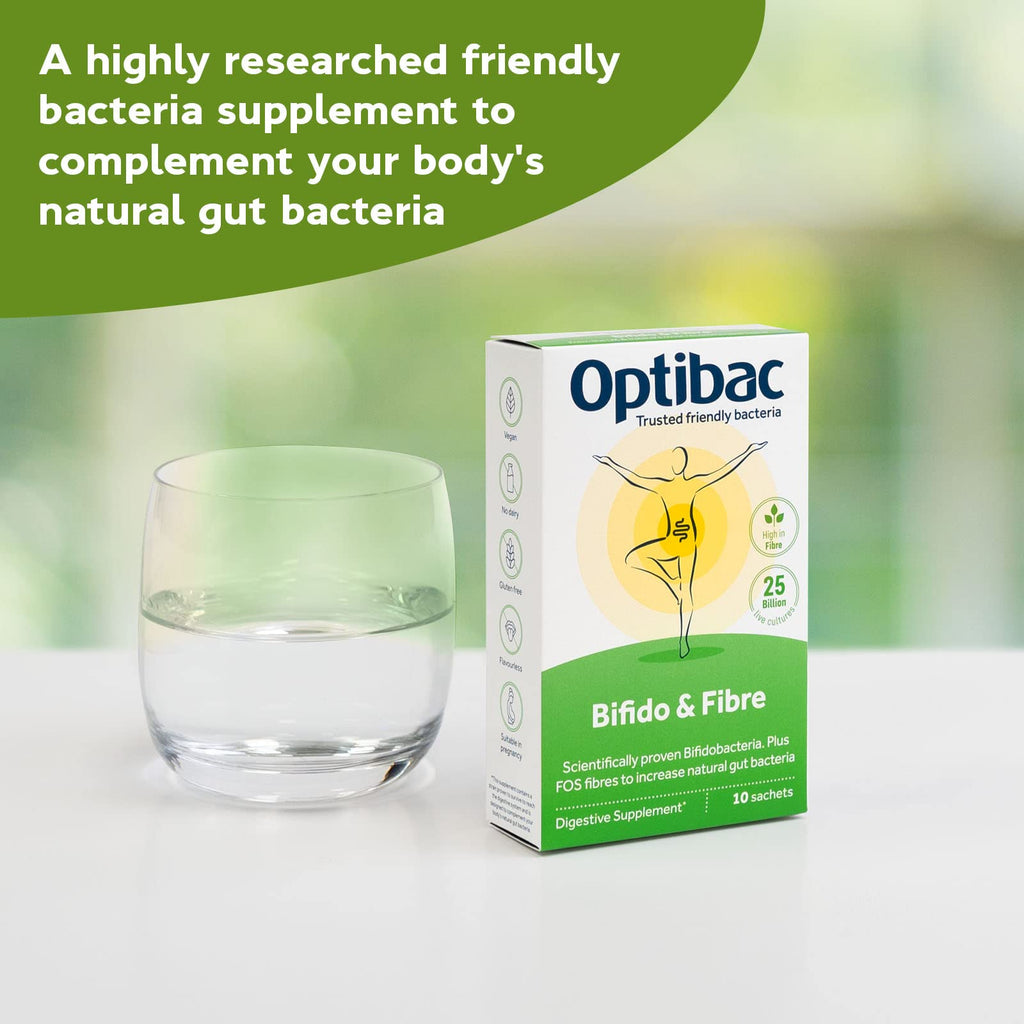 [Australia] - Optibac Probiotics Bifido & Fibre - Vegan Digestive Probiotic Supplement with FOS Fibre to Maintain Regularity & 25 Billion Bacterial Cultures - 30 Sachets 30 Count (Pack of 1) 