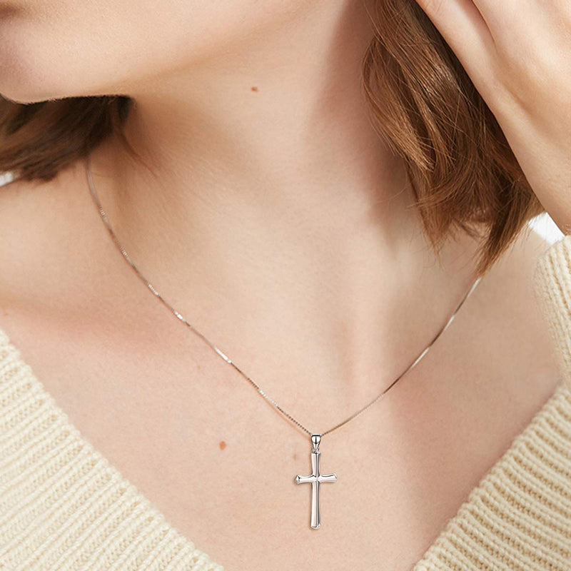 [Australia] - Cross Necklace Sterling Silver Religious Engraved"Faith Hope Love"Pendant Necklace Jewelry for Women Girls Unisex Faith hoop love cross 