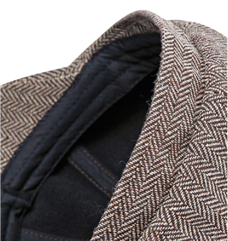 [Australia] - MINAKOLIFE Men Visor Woolen Newsboy Beret Caps Outdoor Casual Winter Cabbie Ivy Flat Hat Brown Medium 