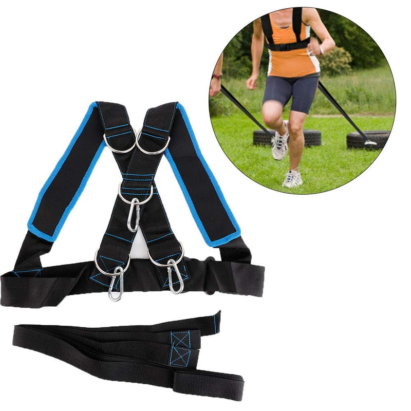 [Australia] - JULYKAI Weighted Resistance Bands, Speed Strength Training Sled Shoulder Harness Resistance Band Belt Sports Equipment - Black + blue 