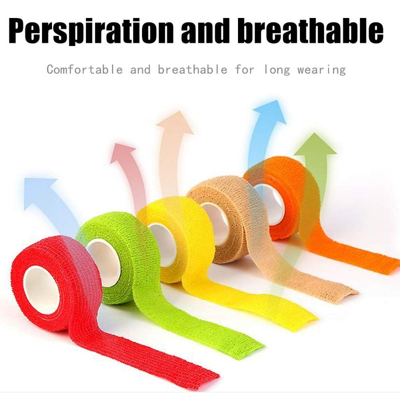 [Australia] - (12-Pack) 1” x 5 Yards | Self Adhesive Bandage Wrap, Kuvvfe Athletic Elastic Cohesive Bandage for Sports Injury,Strain,Knee & Wrist,Ankle Sprains & Swelling First Aid 1x180 Inch (Pack of 12) 