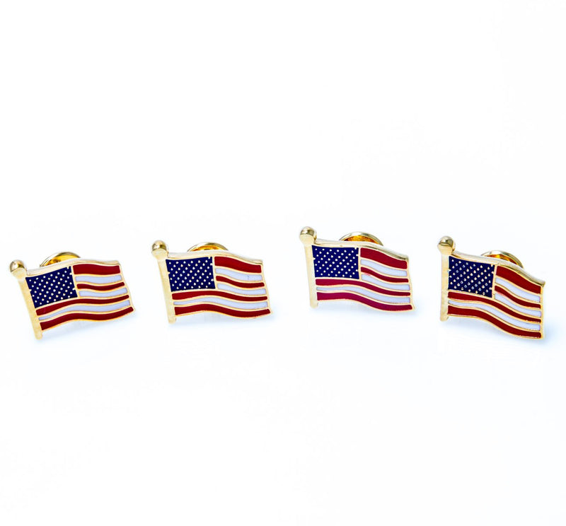 [Australia] - MRCUFF American Official Flag USA America Pair Cufflinks in a Presentation Gift Box & Polishing Cloth flag studs 