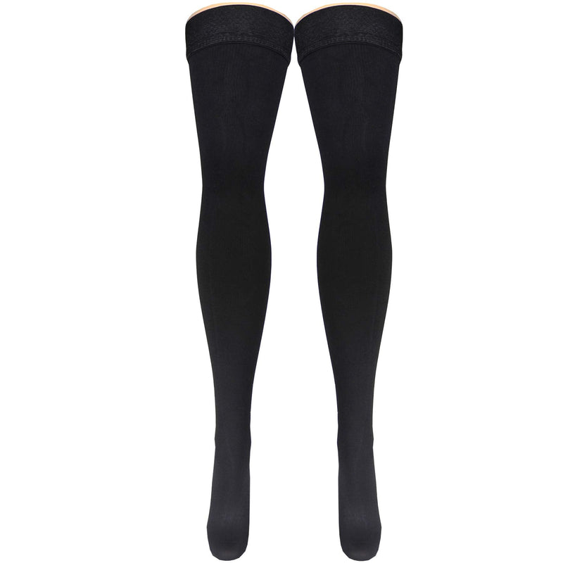 [Australia] - Truform Compression Socks, 20-30 mmHg, Men's Dress Socks, Thigh High Over Knee Length, Black, Large Large (1 Pair) 