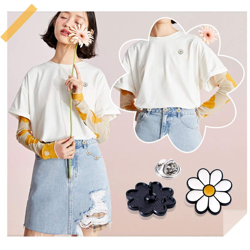 [Australia] - Joyci 10-Pack Women Brooch Lapel Pins Novelty Sunflower Daisy Safety Push Pin Buckle for Shirt Hat Cardigan Sweater Decorate Tie Tacks Pin Back Clutch Daisy White 
