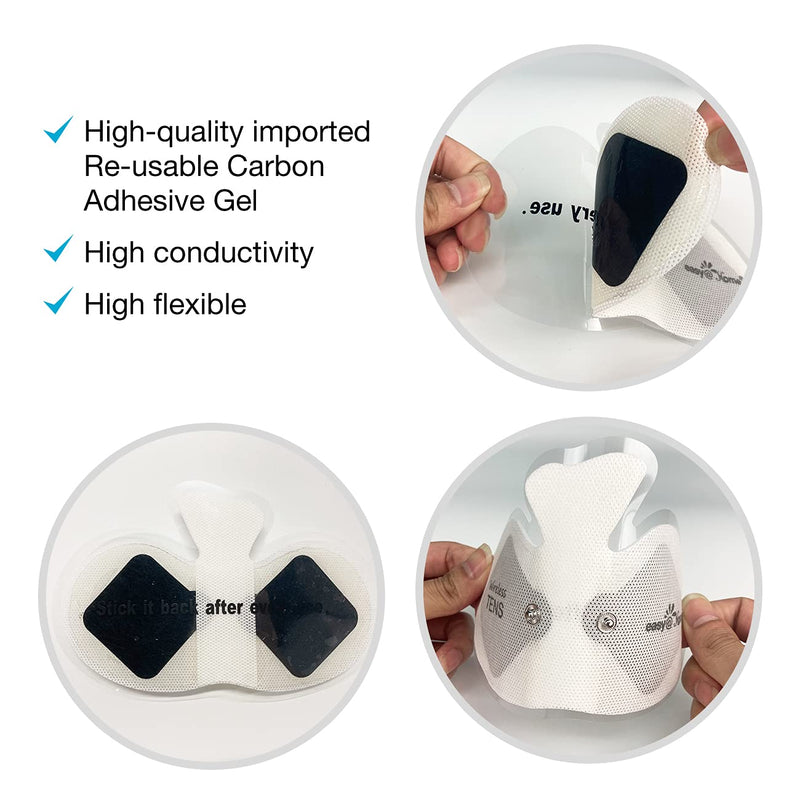 [Australia] - Easy@home Tens Unit Wireless Electrode Pads Self Stick Carbon Pads, 4 Pack 6.5" x 3" Reusable - Non Irritating Design Pulse Massagers Replacement, 2 Pads per Pack, ETP015 