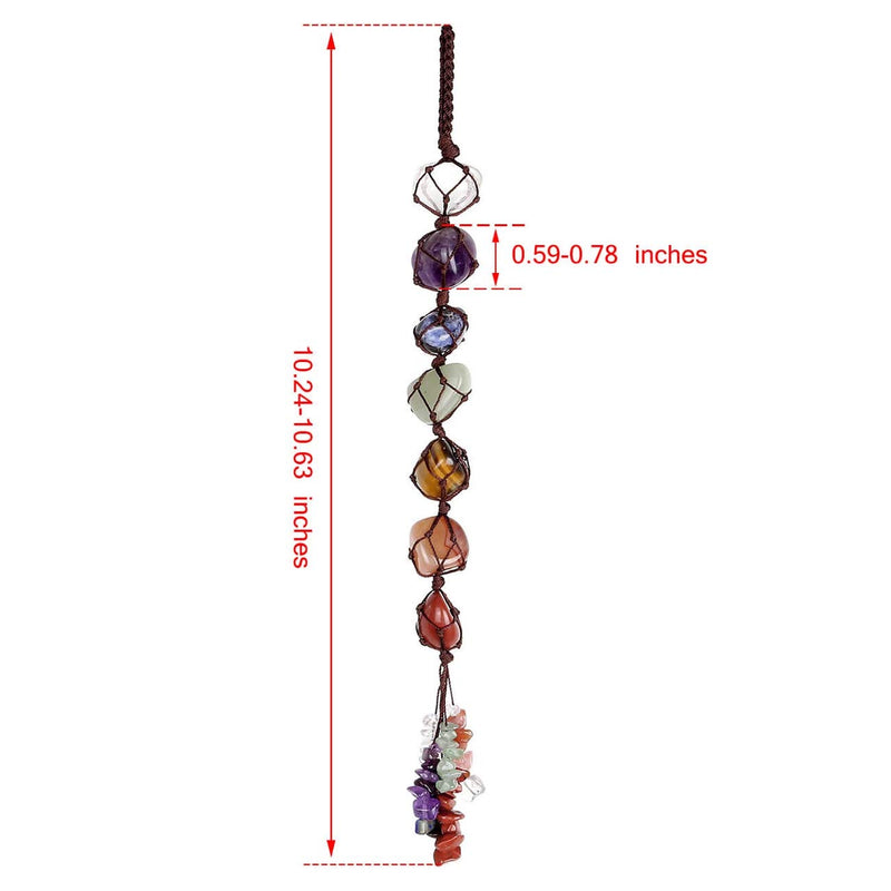 [Australia] - Techson 7 Chakra Tassel Stones Hanging Set, Reiki Healing Crystals Ornament, Gemstone Spiritual Meditation Home Car Decoration 