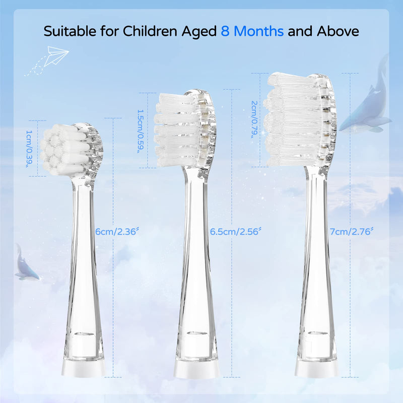 [Australia] - 5Pcs Children's Replacement Toothbrush Heads Compatible with SEAGO SG-513/977/EK6, Compatible with Brush-Baby WildOnes/KIDZSONIC, Compatible with Dada-Tech DT-BB1/DT-977/DT-K6 (3 Years+) 3 Years+ 