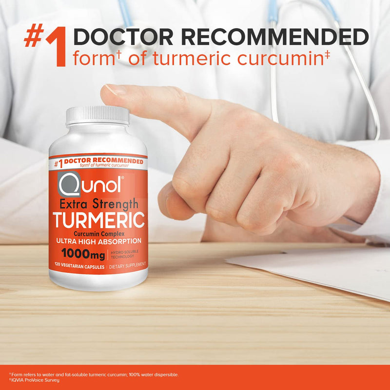 [Australia] - Turmeric Curcumin Capsules, Qunol with Ultra High Absorption 1000mg, Joint Support, Dietary Supplement, Extra Strength,Vegetarian Capsules , 120 Count (Pack of 1) 120 Count (Pack of 1) 