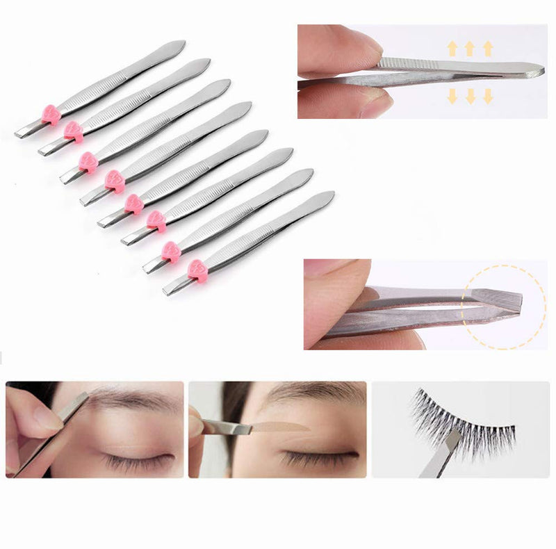 [Australia] - Pack of 24 oblique eyebrow tweezers and flat stainless steel tweezers Precision clipper for eyebrow shaping and facial hair removal 