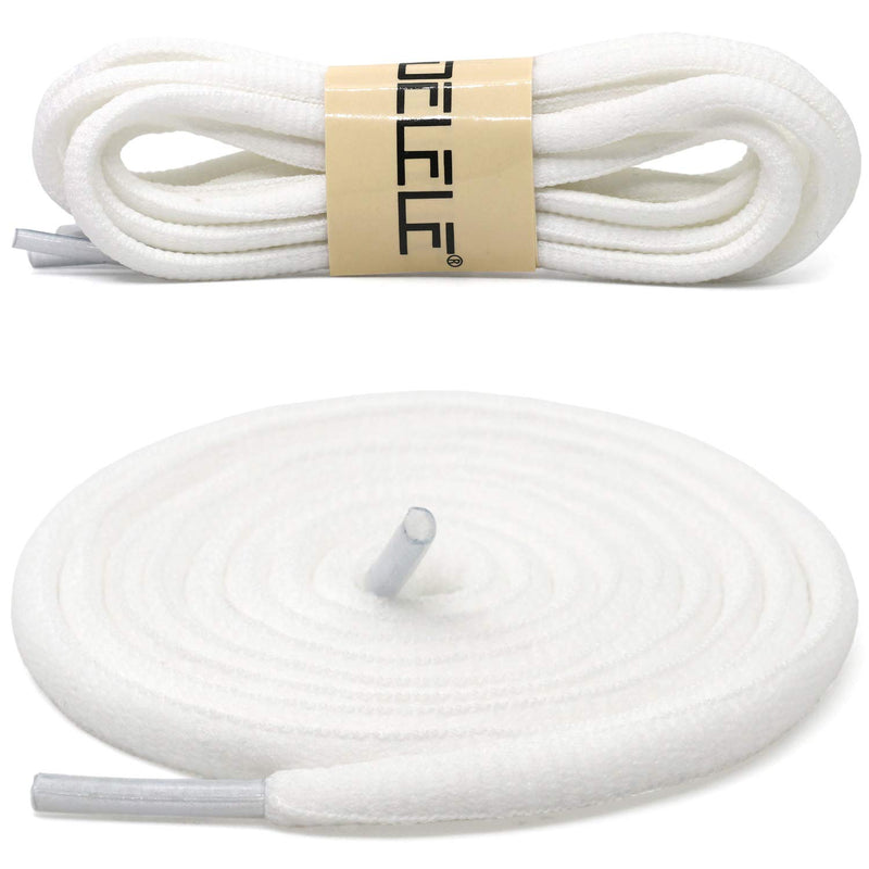 [Australia] - Oval Athletic Shoelaces Thick 4MM DELELE Half Round Shoe Laces Strings 2 Pair 39.37"Inch (100CM) 01 White 
