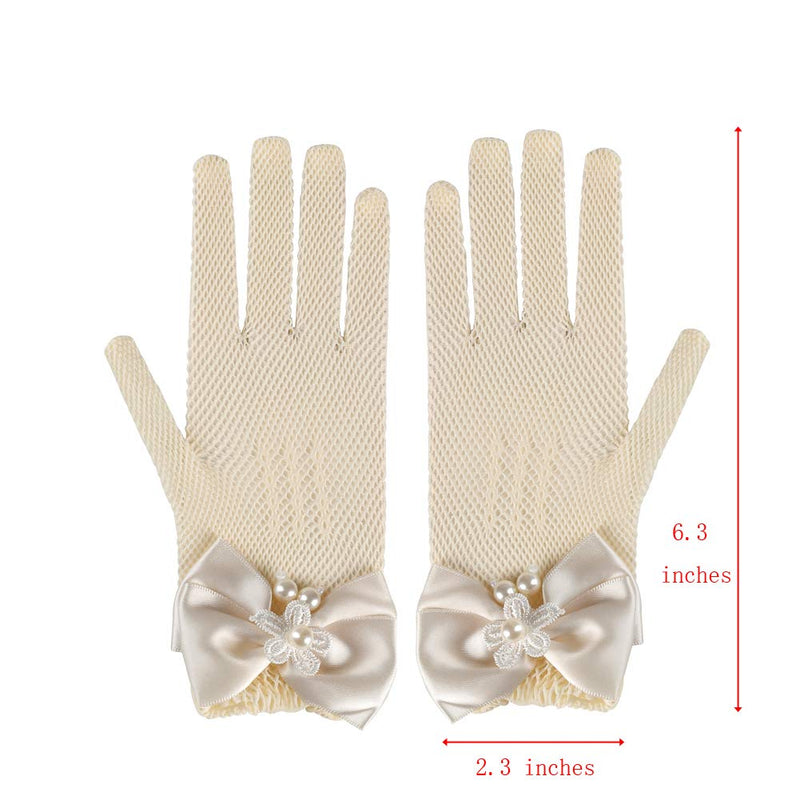 [Australia] - Xuhan Short Kids Size Flower Girls Princess Pageant Gloves for Children 0-ivory 