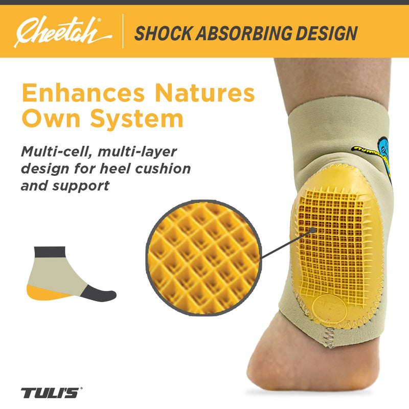 [Australia] - Tuli’s Cheetah Heel Cup with Compression Sleeve for Sever’s Disease and Heel Pain for Gymnasts and Dancers, Fitted Youth Small S (Pack of 1) 