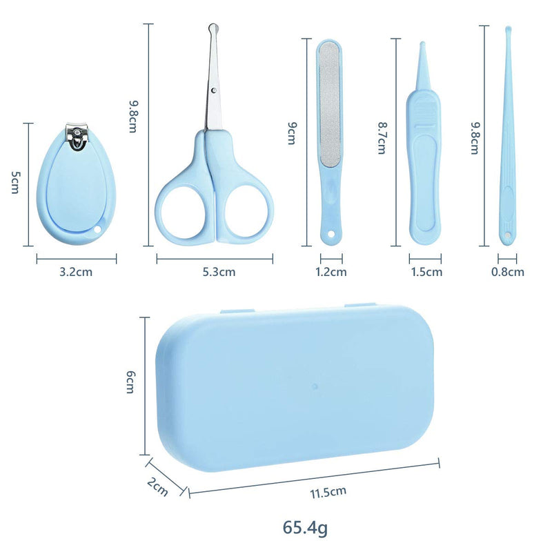[Australia] - Vicloon Baby Nail Kit, 5-in-1 Baby Nail Care Set, Baby Nail Care Tool, Baby Manicure Set Includes Nail Clippers, Scissor, Earpick, Nail File and Tweezer for Newborn Infant Toddler blue-5pc 