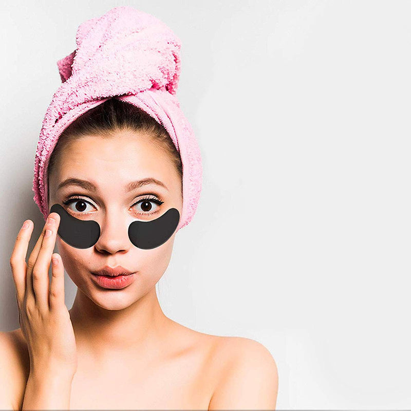 [Australia] - Jakuva 30 Pairs Crystal Collagen Eye Masks Under Eye Patches For Anti-Aging, Remove Dark Circle & Bags, Moisturising & Hydrating (Black) Black 
